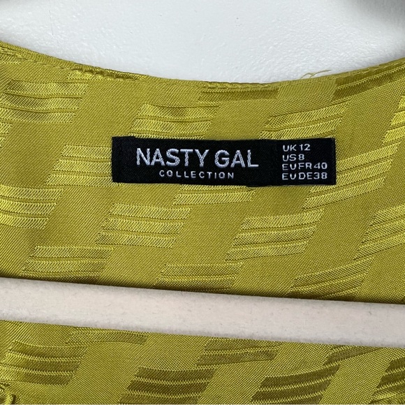 NASTY GAL satin jacquard wrap front mini DRESS - Picture 6 of 6
